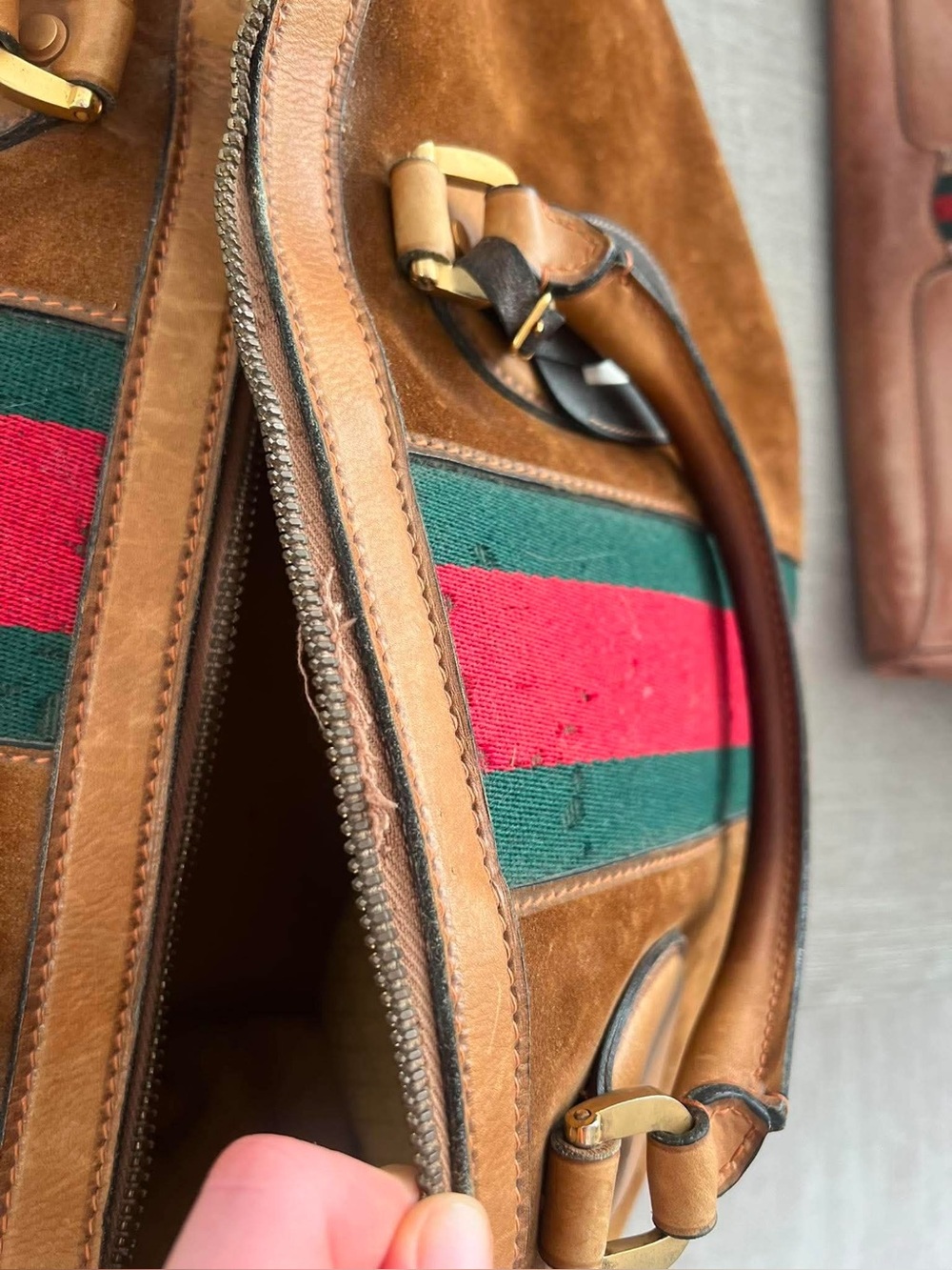 Vintage Gucci Suede Duffle Bag - Picture 8 of 9